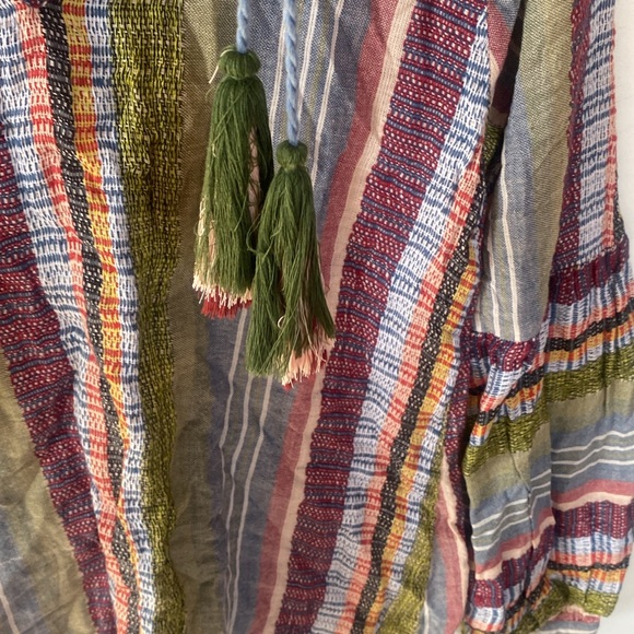 (BN49) En Crème Multi Color Peasant Blouse W/Tassel Ties, Size Small - Picture 4 of 8